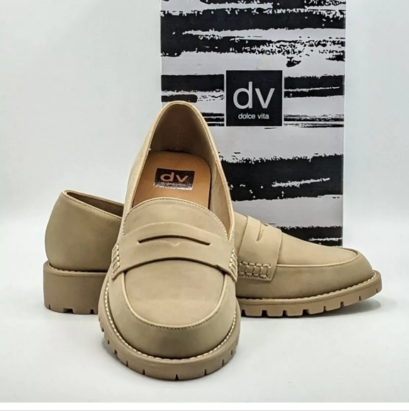 dv by Dolce Vita “Crisp” Classic Penny Loafer/Lug Sole Block Heel (Dune/Tan) NEW - Picture 9 of 16